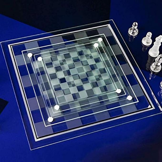 rayihni طقم لعبة الشطرنج من الزجاج الفاخر، قطع شطرنج زجاجية صلبة ولوح شطرنج مرآة كريستالية لهدايا الشباب والبالغين (الحجم: كبير) - Image 5